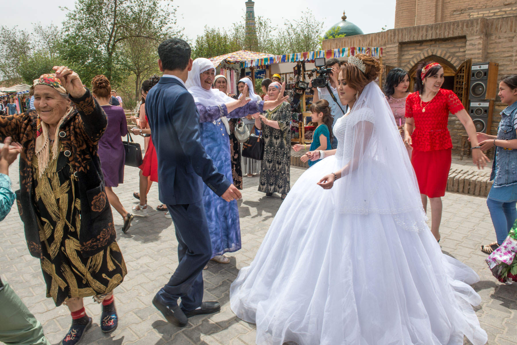 Wedding procession in Khiva old town